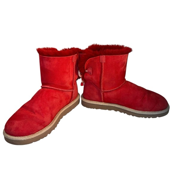 UGG Selene Nautical Rope Tie Back Slip On Boots- Red Suede, Women's Size 7 - Picture 5 of 6